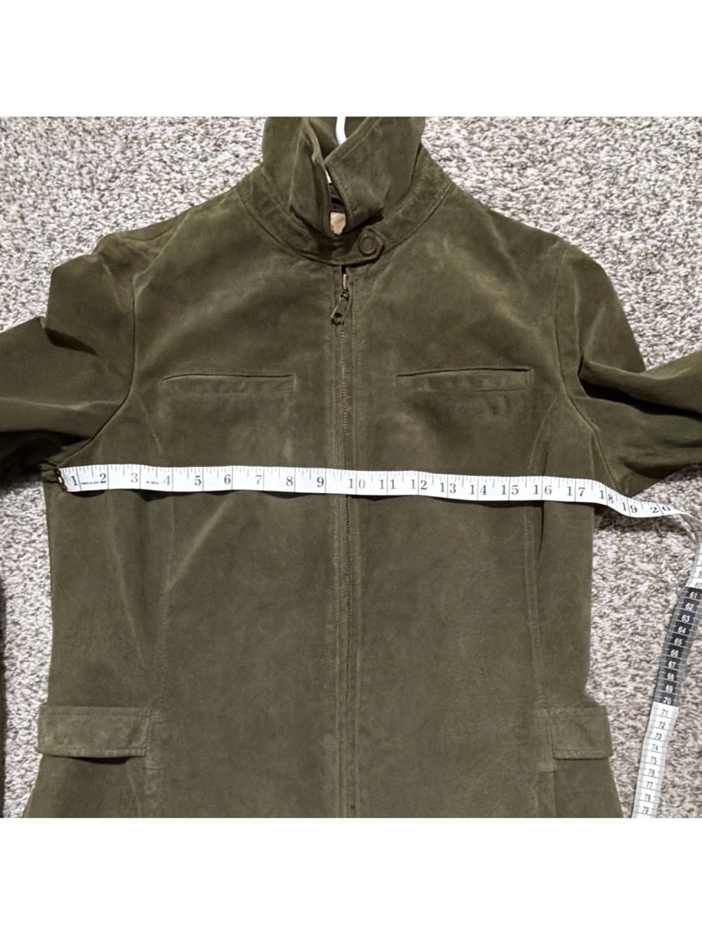Vintage Y2K Eddie Bauer Olive Green Suede Jacket - Women's Casual Leather Coat - Picture 13 of 13